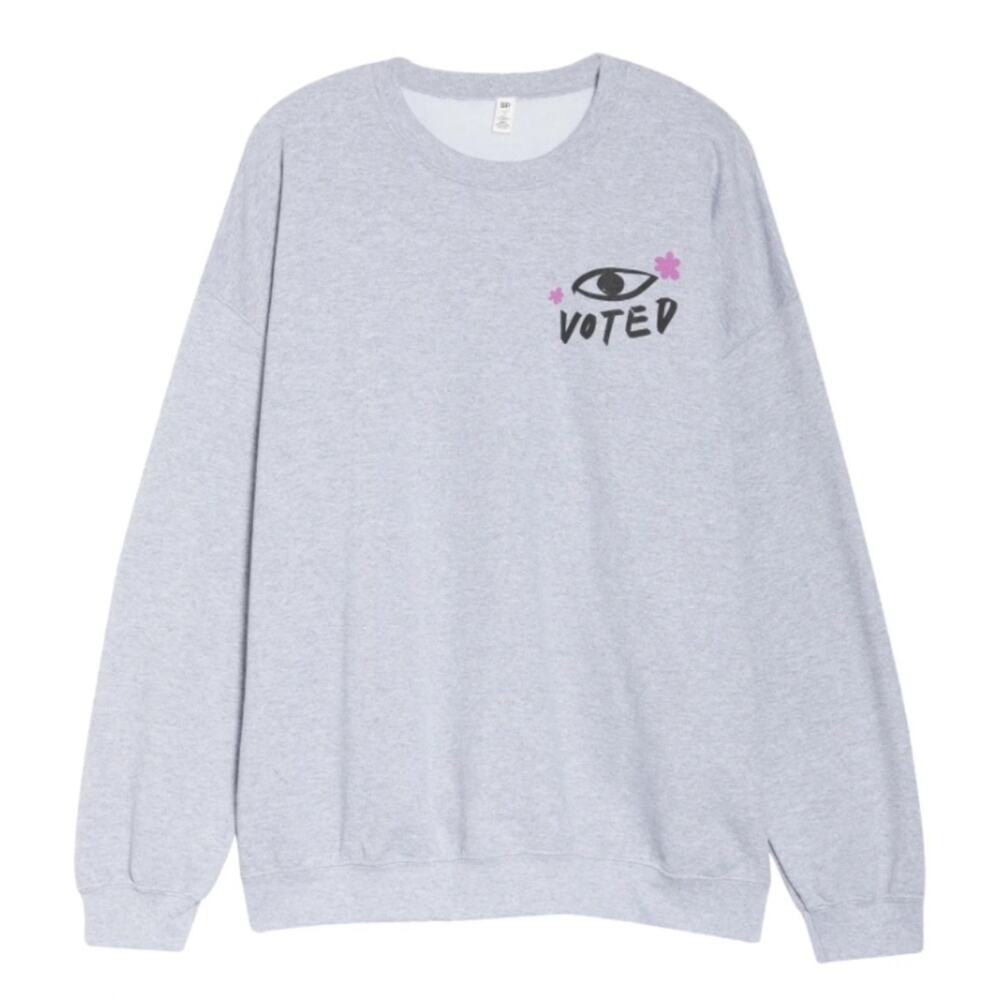 BP Gray Eye Voted Crewneck Sweatshirt S NWT Soft Vote‎ Graphic